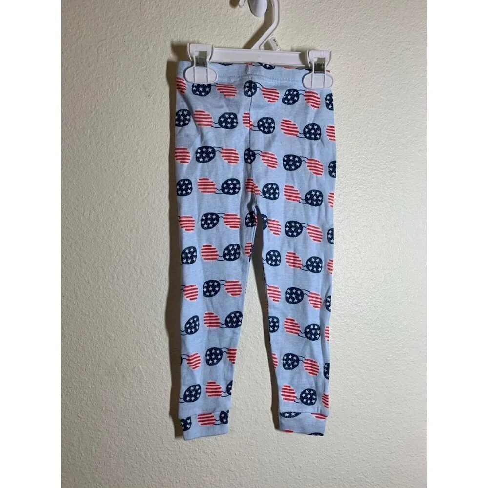 NWOT Cutie Pie Pajama Pants Baby Size 24 Months Blue Sunglasses Patriotic AD3